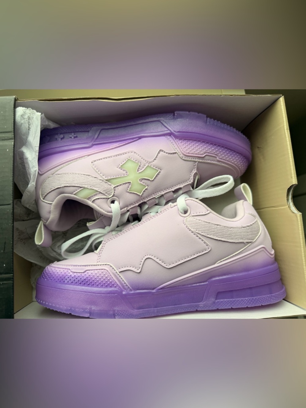 Chunky Bones Watson Lavender Gradient Platform Sneakers with White Laces